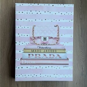 Pink Designer Bookstack with Bag Canvas Wall Art 18*24